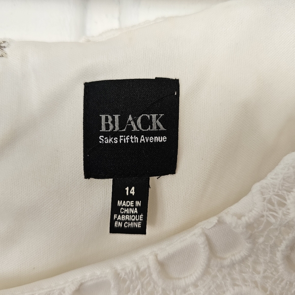 Black by Saks Fifth Avenue Eggshell Lace Sleeveless Midi Dress - Picture 3 of 13